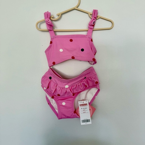 Gymboree Pink and Red Polka Dot Swimsuit - Picture 3 of 6